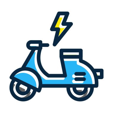 Elektrikli Scooter Vektör Kalın Çizgisi Kişisel ve Ticari Kullanım İçin Koyu Renk Simgeleri Dolduruldu