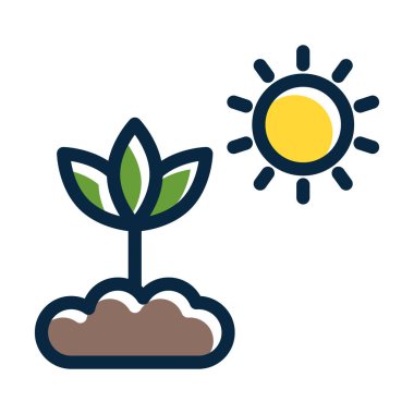 Kişisel ve Ticari Kullanım İçin Koyu Renk Simgelerini Doldurulmuş Fotosentez Kalın Çizgisi