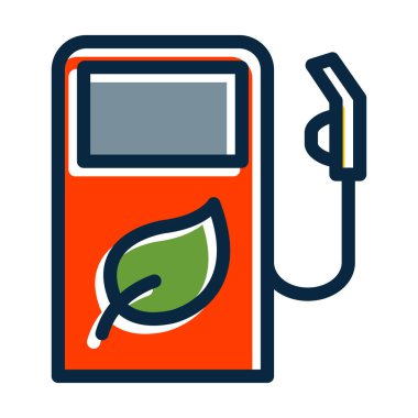Eko Yakıt Vektörü Kalın Çizgisi Kişisel ve Ticari Kullanım İçin Koyu Renk Simgeleri Dolduruldu