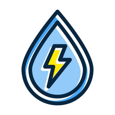 Su Enerjisi Vektörü Kalın Çizgisi Kişisel ve Ticari Kullanım İçin Koyu Renk Simgeleri Dolduruldu