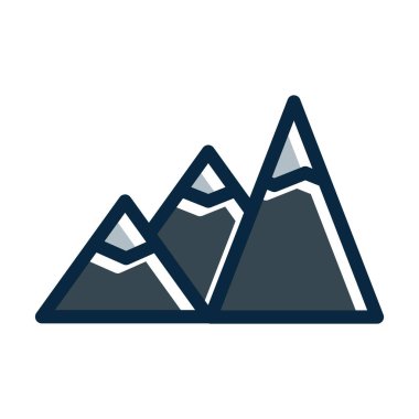 Dağ Vektörü Kalın Çizgisi Kişisel ve Ticari Kullanım İçin Koyu Renk Simgeleriyle Dolu