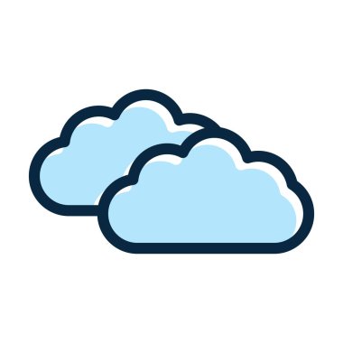 Bulut Vektörü Kalın Çizgisi Kişisel ve Ticari Kullanım İçin Koyu Renk Simgeleri Dolduruldu