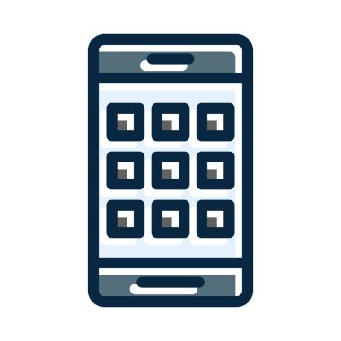 Kişisel ve Ticari Kullanım İçin Koyu Renk Simgelerini Doldurulmuş Mobil Uygulama Kalın Çizgisi