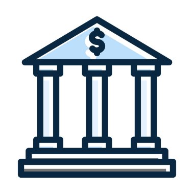 Banka Vektör Kalın Çizgisi Kişisel ve Ticari Kullanım İçin Koyu Renk Simgeleri Dolduruldu