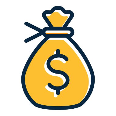 Para Çantası Vektör Kalın Çizgisi Kişisel ve Ticari Kullanım İçin Koyu Renk Simgeleri Dolduruldu