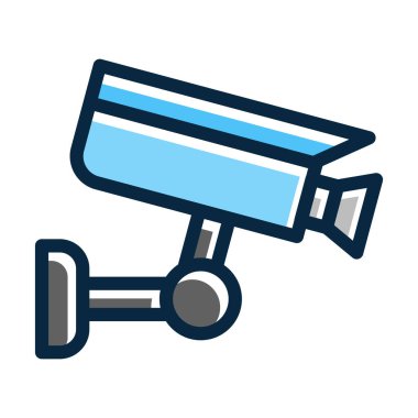 Kişisel ve ticari kullanım için Koyu Renk Simgelerini Doldurulmuş CcTV Vektör Kalın Çizgisi