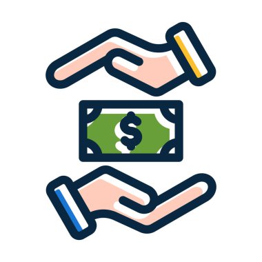 Rüşvet Vektörü Kalın Çizgisi Koyu Renkler Simgeleri Kişisel ve Ticari Kullanım İçin