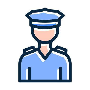 Polis Vektör Kalın Çizgisi Kişisel ve Ticari Kullanım İçin Koyu Renk Simgeleri Dolduruldu