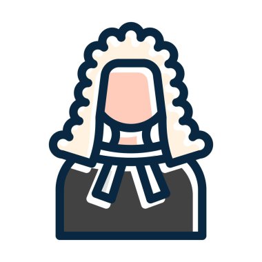 Hakim Vektörü Kalın Çizgisi Kişisel ve Ticari Kullanım İçin Koyu Renk Simgeleri Dolduruldu