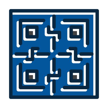 Kişisel ve ticari kullanım için Koyu Renk Simgeleri Doldurulmuş QR Vektör Kalın Çizgisi
