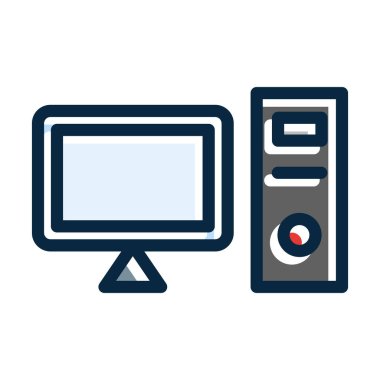 Kişisel ve Ticari Kullanım İçin Koyu Renk Simgelerini Doldurulmuş Bilgisayar Vektörü Kalın Çizgisi