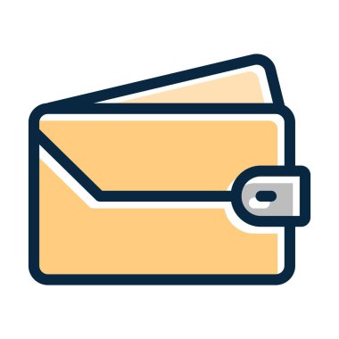 Cüzdan Vektörü Kalın Çizgisi Kişisel ve Ticari Kullanım İçin Koyu Renk Simgeleri Dolduruldu