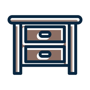 Kişisel ve Ticari Kullanım İçin Koyu Renk Simgelerini Doldurulmuş Çekmece Vektörü Kalın Çizgisi