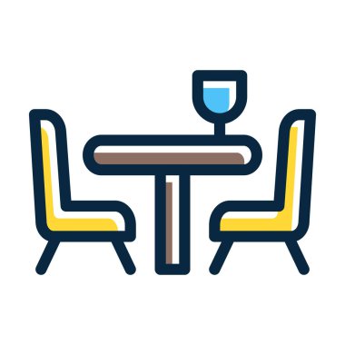 Kişisel ve ticari kullanım için Koyu Renk Simgeleri Doldurulmuş Mutfak Masası Kalın Çizgisi