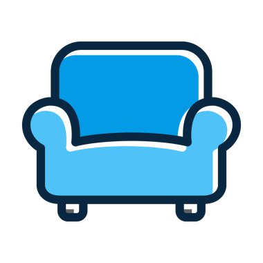 Kişisel ve ticari kullanım için Koyu Renk Simgeleri Doldurulmuş Koltuk Vektörü Kalın Çizgisi