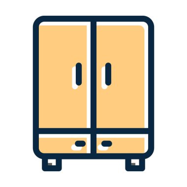 Kişisel ve ticari kullanım için Koyu Renk Simgeleri Doldurulmuş Gardırop Vektör Kalın Çizgisi