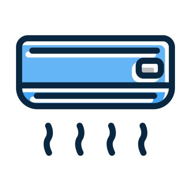 Klima Vektör Kalın Çizgisi Kişisel ve Ticari Kullanım İçin Koyu Renk Simgeleri Dolduruldu