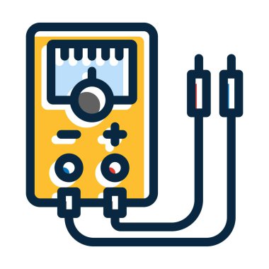 Kişisel ve ticari kullanım için Koyu Renk Simgeleri Doldurulmuş Voltmetre Vektör Kalın Çizgisi