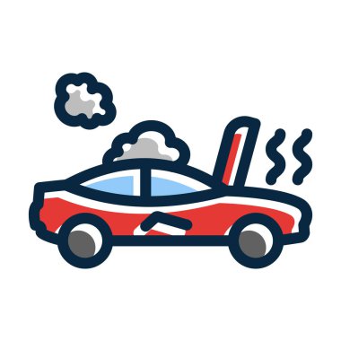 Kırık Araba Vektörü Kalın Çizgisi Kişisel ve Ticari Kullanım İçin Koyu Renk Simgeleri Dolduruldu