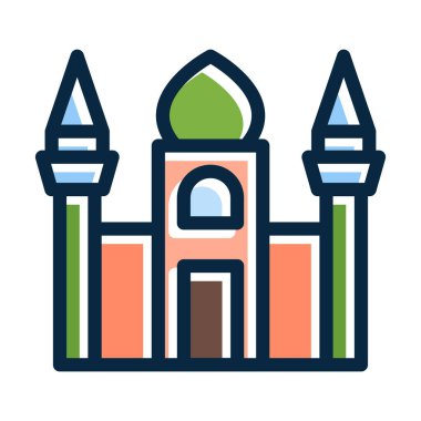 Cami Vektörü Kalın Çizgisi Kişisel ve Ticari Kullanım İçin Koyu Renk Simgeleriyle Dolu