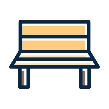 Bench Vektör Kalın Çizgisi Kişisel ve Ticari Kullanım İçin Koyu Renk Simgeleri Dolduruldu