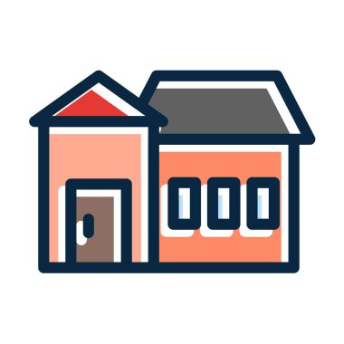 Ev Vektörü Kalın Çizgisi Kişisel ve Ticari Kullanım İçin Koyu Renk Simgeleri Dolduruldu