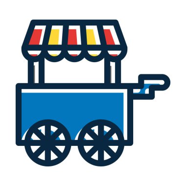 Dondurma Arabası Kalın Çizgisi Kişisel ve Ticari Kullanım İçin Koyu Renk Simgeleri Dolduruldu