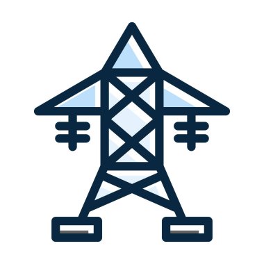 Kişisel ve Ticari Kullanım İçin Koyu Renk Simgeleri Doldurulmuş Elektrik Direği Kalın Çizgisi