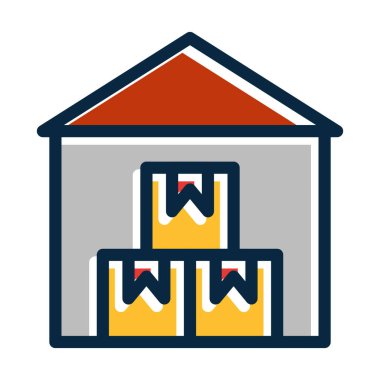 Depo Vektör Kalın Çizgisi Kişisel ve Ticari Kullanım İçin Koyu Renk Simgeleri Dolduruldu