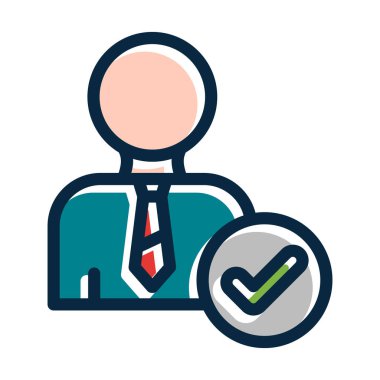 Doğrulanmış Kullanıcı Vektörü Kalın Çizgisi Kişisel ve Ticari Kullanım İçin Koyu Renk Simgeleri Dolduruldu