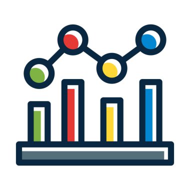 Kişisel ve Ticari Kullanım İçin Koyu Renk Simgelerini Doldurulmuş İstatistik Vektör Çizgisi