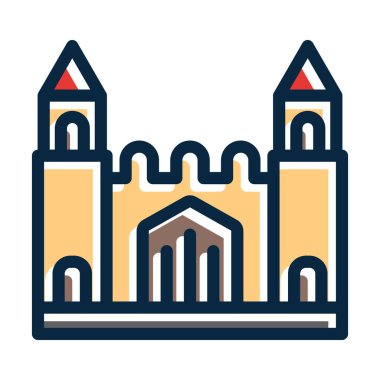 Kale Vektörü Kalın Çizgisi Kişisel ve Ticari Kullanım İçin Koyu Renk Simgeleriyle Dolu