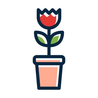 Çiçek Vektörü Kalın Çizgisi Kişisel ve Ticari Kullanım İçin Koyu Renk Simgeleri Dolduruldu