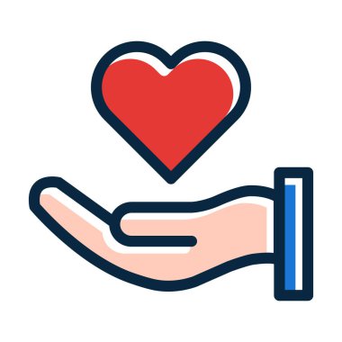 Kişisel ve ticari kullanım için Koyu Renk Simgeleri Doldurulmuş Aşk Vektörü Kalın Çizgisi