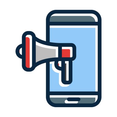 Kişisel ve Ticari Kullanım İçin Koyu Renk Simgelerini Doldurulmuş Mobil Pazarlama Vektörü Kalın Çizgisi