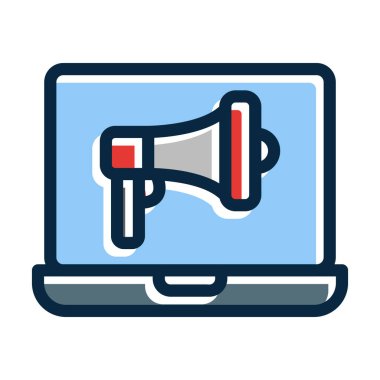 Kişisel ve Ticari Kullanım İçin Koyu Renk Simgelerini Doldurulmuş Dijital Pazarlama Vektörü Kalın Çizgisi