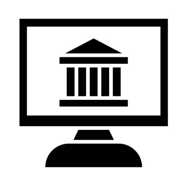 Çevrimiçi Banka Vektörü Glyph Simgesi Kişisel ve Ticari Kullanım İçin
