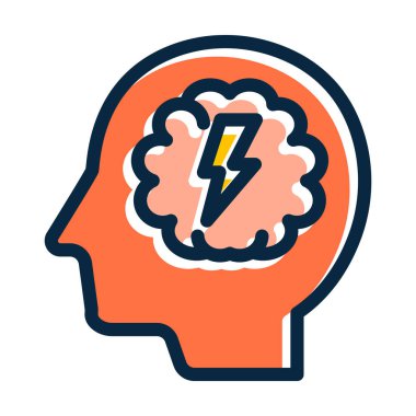 Zihin Gücü Kalın Çizgisi Kişisel ve Ticari Kullanım İçin Koyu Renk Simgeleri Dolduruldu