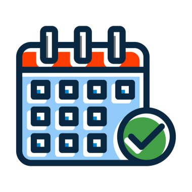 Kişisel ve Ticari Kullanım İçin Koyu Renk Simgelerini Doldurulmuş Vektör Kalın Çizgisi Zamanlaması