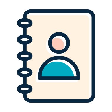 Kişisel ve ticari kullanım için Koyu Renk Simgeleri Doldurulmuş Kişi Defteri Kalın Çizgisi