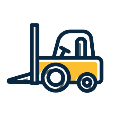 Forklift Vektör Kalın Çizgisi Kişisel ve Ticari Kullanım İçin Koyu Renk Simgeleri Dolduruldu