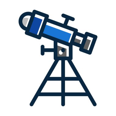 Kişisel ve ticari kullanım için Koyu Renk Simgeleri Doldurulmuş Teleskop Vektör Kalın Çizgisi