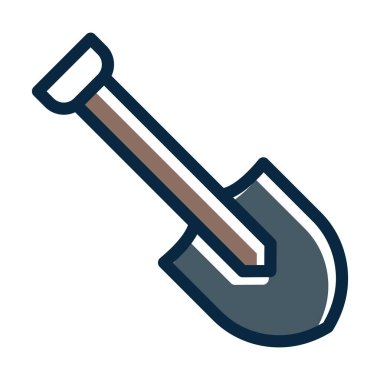 Kürek Vektörü Kalın Çizgisi Kişisel ve Ticari Kullanım İçin Koyu Renk Simgeleri Dolduruldu