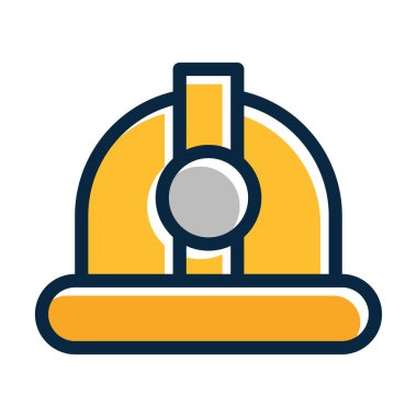 Hard Hat Vektör Kalın Çizgisi Kişisel ve Ticari Kullanım İçin Koyu Renk Simgeleri Dolduruldu