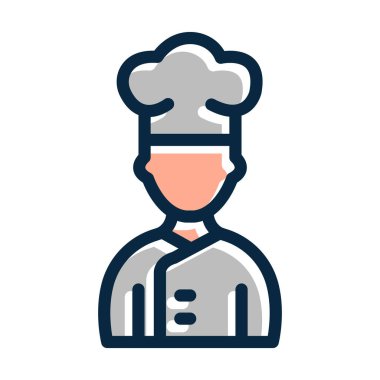 Kişisel ve Ticari Kullanım İçin Koyu Renk Simgeleri Doldurulmuş Şef Vektör Kalın Çizgisi