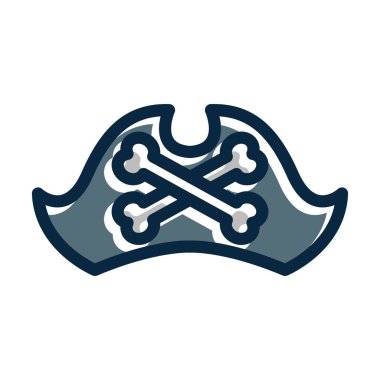 Korsan Şapkası Kalın Çizgisi Koyu Renk Simgeleri Kişisel ve Ticari Kullanım İçin Dolduruldu