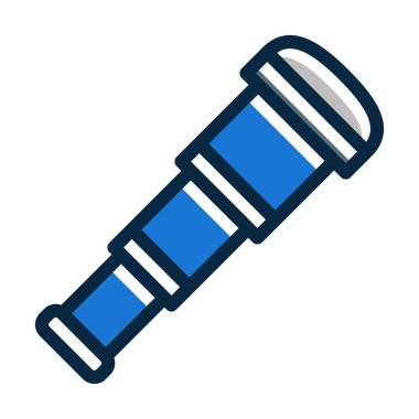 Kişisel ve Ticari Kullanım İçin Koyu Renk Simgelerini Doldurulmuş Spyglass Vektör Kalın Çizgisi