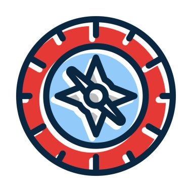 Kişisel ve ticari kullanım için Koyu Renk Simgeleri Doldurulmuş Pusula Vektör Kalın Çizgisi