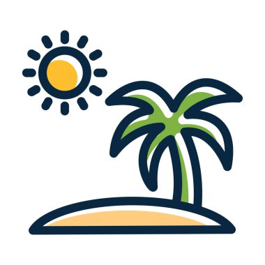 Ada Vektörü Kalın Çizgisi Kişisel ve Ticari Kullanım İçin Koyu Renk Simgeleriyle Dolu