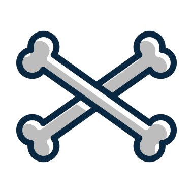 Kişisel ve ticari kullanım için Koyu Renk Simgeleri Doldurulmuş Kemik Vektörü Kalın Çizgisi